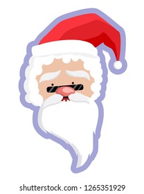 Santa Claus icon. Santa Claus face in flat design. Christmas card template. Colorful vector illustration. - Vektorgrafik. Cartoon character.