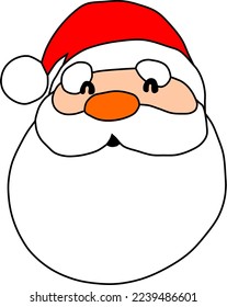 Santa Claus icon. Santa Claus face in flat design. Christmas card template. Santa Claus face beard mustache happy christmas xmas new year colorful vector illustration.