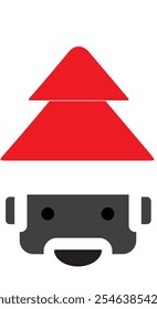 Santa Claus icon. Santa Claus face in flat design. Christmas card template. Colorful vector illustration.