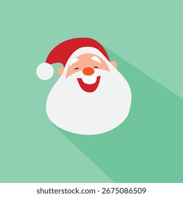 Icono de Santa Claus. Cara de Santa Claus en diseño plano. Plantilla de la tarjeta de Navidad. Ilustración vectorial colorida