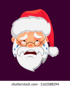 Santa Claus icon. Face of Santa Claus in red hat vector illustration