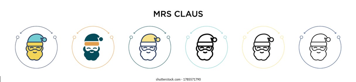 Santa Claus icon in filled, thin line, outline and stroke style. Vector illustration of two colored and black mrs claus vector icons designs can be used for mobile, ui, web