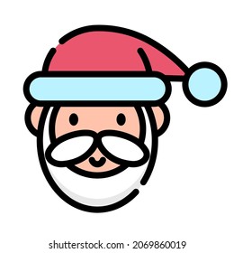 Icono de Santa Claus. Ilustración vectorial de línea plana.