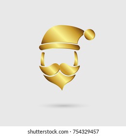 Santa claus icon, Gold color premium set, vector illustration