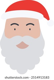 Santa Claus Icon or Illustration for Christmas and Holiday-Themed Designs, Representing Santa, Gift Giving, and Festive Celebrations