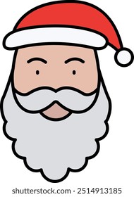 Santa Claus Icon or Illustration for Christmas and Holiday-Themed Designs, Representing Santa, Gift Giving, and Festive Celebrations