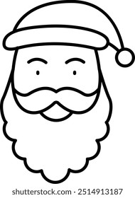 Santa Claus Icon or Illustration for Christmas and Holiday-Themed Designs, Representing Santa, Gift Giving, and Festive Celebrations