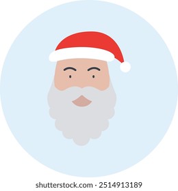 Santa Claus Icon or Illustration for Christmas and Holiday-Themed Designs, Representing Santa, Gift Giving, and Festive Celebrations