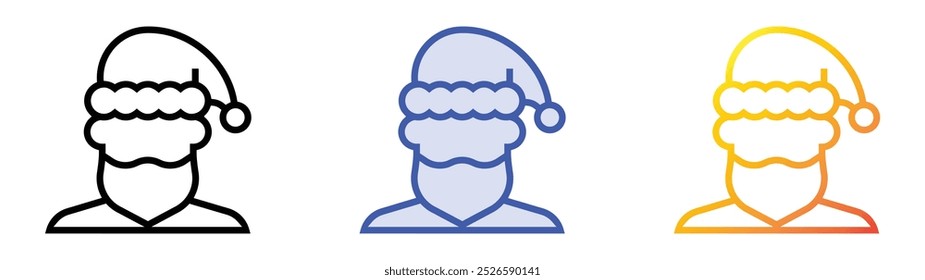 santa claus icon. Linear, Blue Fill and Gradient Style Design Isolated On White Background