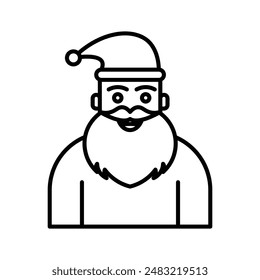 Santa Claus icon linear logo mark in black and white