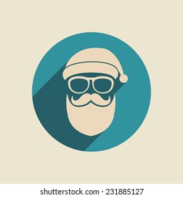 Santa Claus icon with long shadow. Vector illustration, flat design, EPS 8.