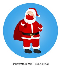 Santa Claus icon. New Year 2021 symbol. Vector illustration.