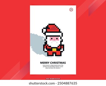 Santa Claus icon in pixel style Vector illustration of New Year elements. Christmas card