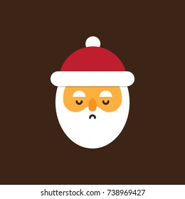 Santa Claus Icon, Sad Expression, Flat Design Vector Illustration