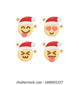 Santa Claus Icon Set, Hungry, Joke, Happy & In Love, Vector Illustrations. 