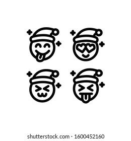 Santa Claus Icon Set, Hungry, Joke, Happy & In Love, Vector Illustrations. 