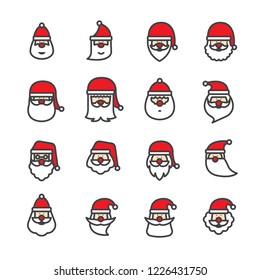 Santa Claus icon set/Flat icon set design ,Out line vector icon set for design.