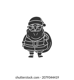 Santa Claus Icon Silhouette Illustration. Merry Christmas Vector Graphic Pictogram Symbol Clip Art. Doodle Sketch Black Sign.