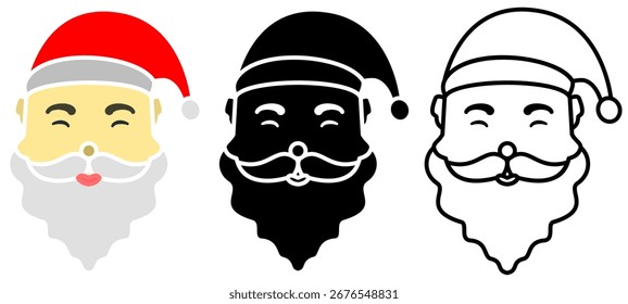 Icono de Papá Noel, estilo plano simple, Ilustración vectorial, símbolo, pictograma de Plantilla de logotipo de diseño, para UI o UX aislado en blanco para App móvil, editable