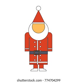 Santa Claus Icon Symbol Design. Vector illustration of Man in red with xmas hat, white beard, brown belt   isolated on white background. Simple shape style. Flat design. Can be use for decoration, 