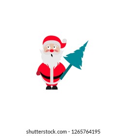 Santa claus icon. Santa claus with tree.
