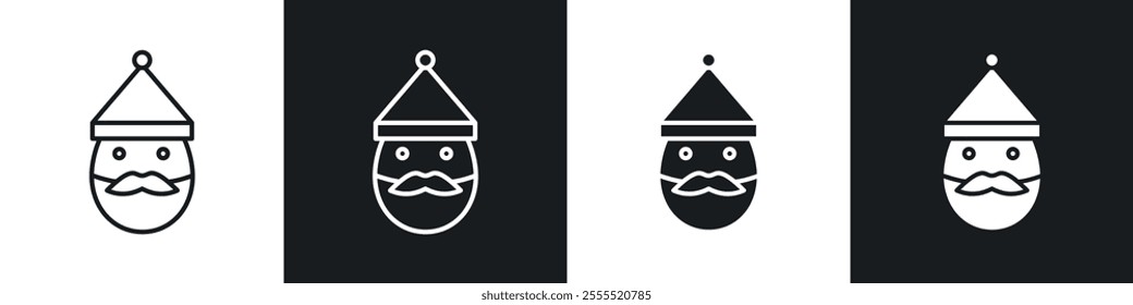 Santa Claus icon vector collection in black and white.