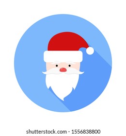 Santa Claus icon. Vector image flat design with long shadow. Christmas and New Year sign concept.