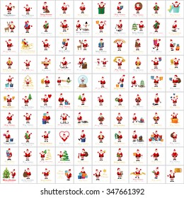 Santa Claus Icons And Christmas Elements Set - Vector Illustration, Graphic Design. For Web, Websites, Print, Presentation Templates, Mobile Applications And Promotional Materials