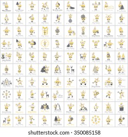 Santa Claus Icons And Christmas Elements Set - Vector Illustration, Graphic Design. For Web, Websites, Print, Presentation Templates, Mobile Applications And Promotional Materials 