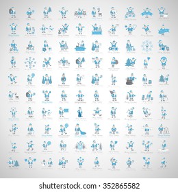 Santa Claus Icons And Christmas Elements Set - Vector Illustration, Graphic Design. For Web, Websites, Print, Presentation Templates, Mobile Applications And Promotional Materials