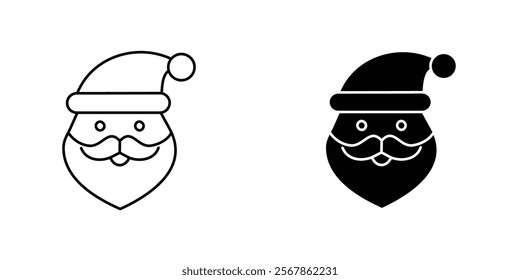 Santa Claus icons collection in Filled flat and thin line style.