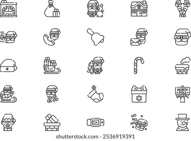 Santa claus icons collection is a vector illustration with editable stroke.