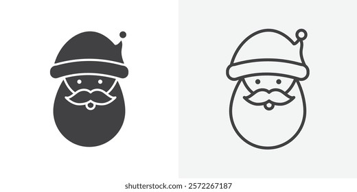 Santa Claus icons. flat and line style set