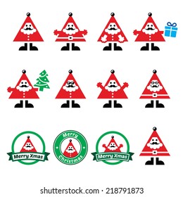 Santa Claus icons, Merry Christmas icon labels