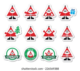 Santa Claus icons, Merry Christmas icon labels