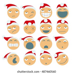Santa Claus Icons. Set Of Santa Claus Cartoon Figures.