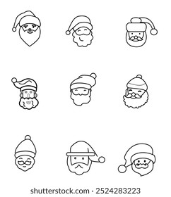 Santa Claus Icons set illustration . vector
