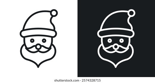 Santa Claus icons in thin black and white stroke liner style