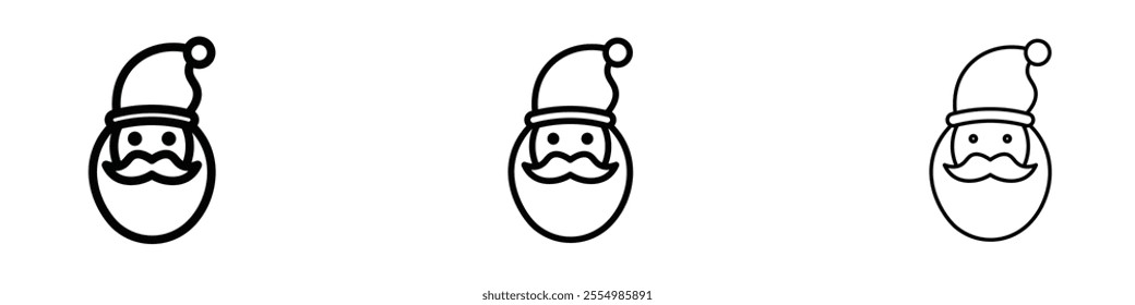 Santa Claus icons in tree different stroke sizes