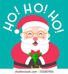 Santa claus illustration with gift box for christmas and new year card