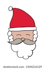 Santa Claus illustration image. 
Hand drawn image artwork of a Santa Claus. 
Simple cute original logo.
Hand drawn vector illustration for posters, cards, t-shirts.