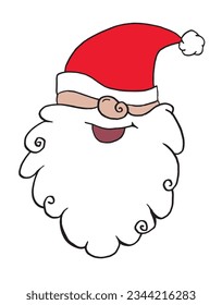 Santa Claus illustration image. 
Hand drawn image artwork of a Santa Claus. 
Simple cute original logo.
Hand drawn vector illustration for posters, cards, t-shirts.
