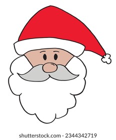Santa Claus illustration image. 
Hand drawn image artwork of a Santa Claus. 
Simple cute original logo.
Hand drawn vector illustration for posters, cards, t-shirts.