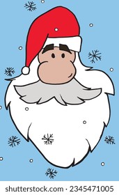 Santa Claus illustration image. 
Hand drawn image artwork of a Santa Claus. 
Simple cute original logo.
Hand drawn vector illustration for posters, cards, t-shirts.