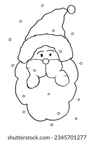 Santa Claus illustration image. 
Hand drawn image artwork of a Santa Claus. 
Simple cute original logo.
Hand drawn vector illustration for posters, cards, t-shirts.