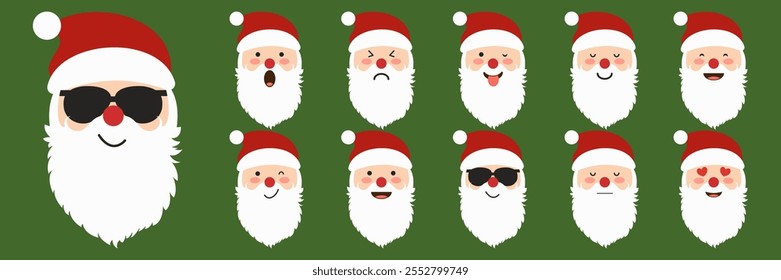 Santa Claus illustrations with various expressions and activities