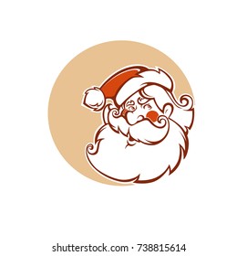 Santa Claus image in cartoon style. Vector illustration for greeting Christmas card.