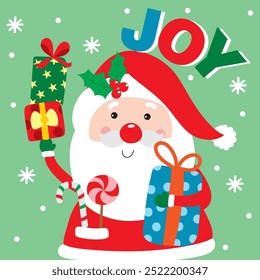 Santa Claus image For Christmas Card or Bag design