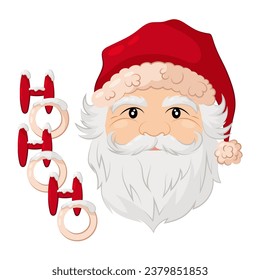 Santa Claus with the inscription hohoho. Santa portrait in flat style on white background. Christmas vector illustration.