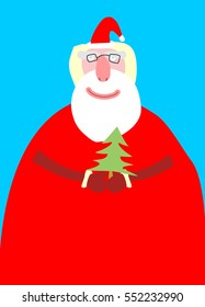 Santa Claus isolated. Merry Christmas grandfather. Xmas and New Year illustration
